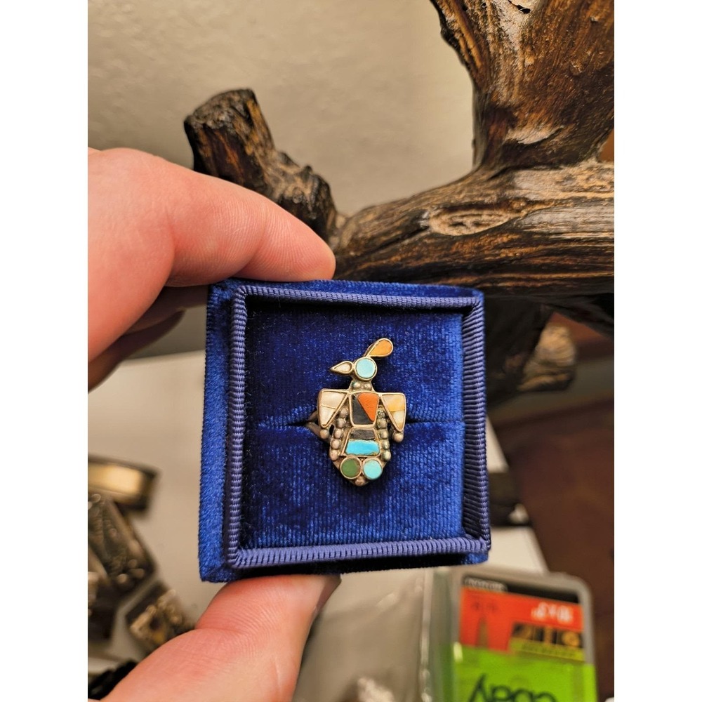 Old Native American Thunderbirds Sterling Silver Ring Size 6
